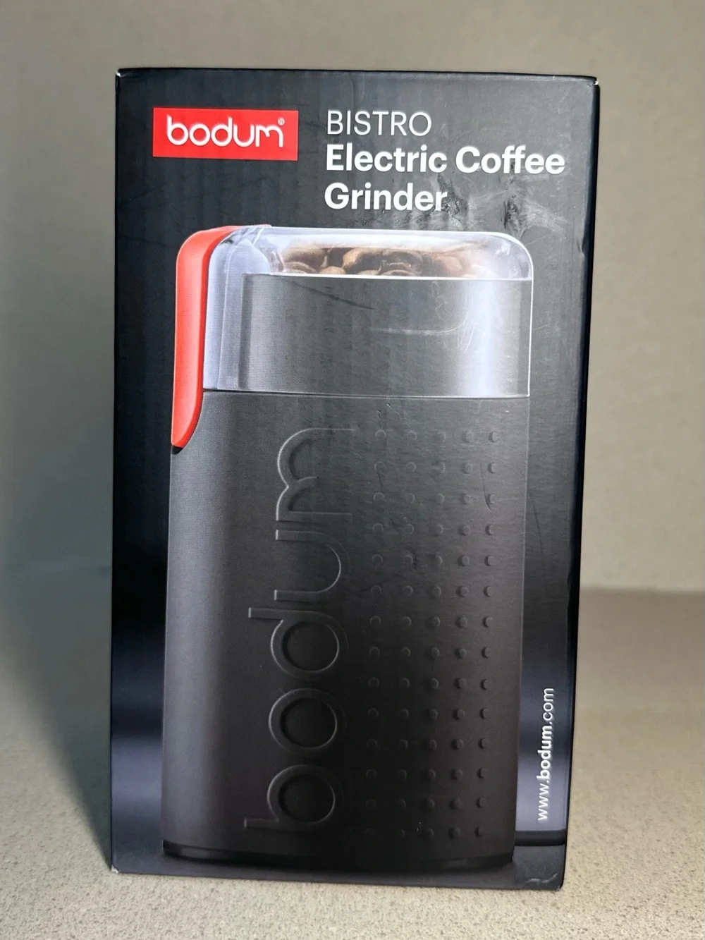 Bodum Bistro Electric Coffee Grinder - Black with Red Accent